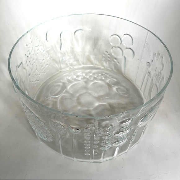 Arabia Finland Flora Large Clear Crystal Glass Bowl w Box Mid Century Modern MCM - Picture 7 of 8